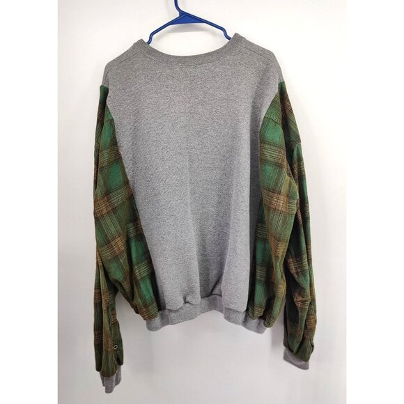 Upcycled It's All About My Cat Embroidered Oversized Sweatshirt Corduroy Flannel - Picture 6 of 9